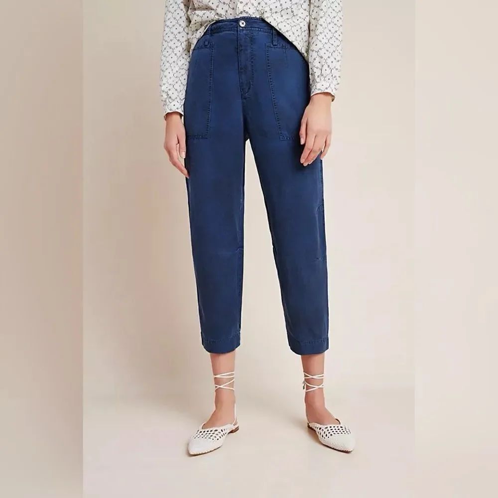 Anthropologie Audra Utility Crop Pant - Blue